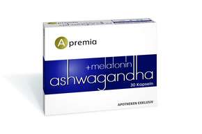 Sie sehen eine Packung Apremia Ashwagandha + Melatonin, Produktbild: 01 Apremia Ashwagandha + Melatonin, A-Nr.: 5240447 - 01