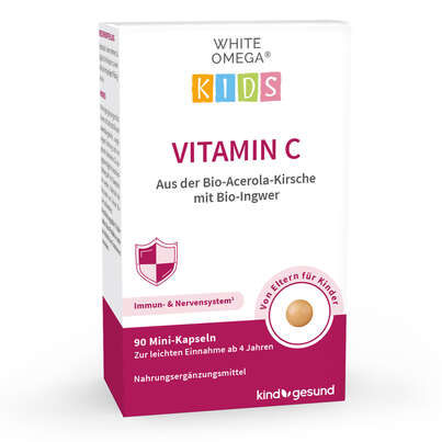 Vitamin C für Kinder – aus Bio-Acerola-Kirsche – mit Bio-Ingwer – für das Immunsystem – zuckerfrei – 90 Mini-Kapseln (1 Monat), A-Nr.: 5895734 - 01