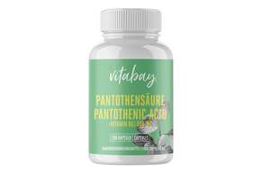 Sie sehen eine Packung Vitabay Pantothensäure (Vitamin B5) 500 mg Kapseln, Produktbild: 01 Vitabay Pantothensäure (Vitamin B5) 500 mg Kapseln, A-Nr.: 5878782 - 01
