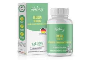 Sie sehen eine Packung Vitabay Taurin 1000 mg Kapseln, Produktbild: 01 Vitabay Taurin 1000 mg Kapseln, A-Nr.: 5878693 - 01