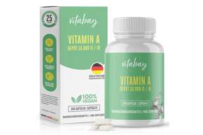Sie sehen eine Packung Vitabay Vitamin A 10.000 IE Depot Kapseln, Produktbild: 01 Vitabay Vitamin A 10.000 IE Depot Kapseln, A-Nr.: 5878606 - 01