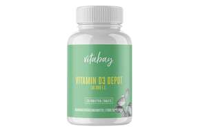 Sie sehen eine Packung Vitabay Vitamin D3 Depot 50.000 I.E. Tabletten, Produktbild: 01 Vitabay Vitamin D3 Depot 50.000 I.E. Tabletten, A-Nr.: 5878546 - 01
