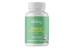 Sie sehen eine Packung Vitabay Vitamin K2 100 µg Tabletten, Produktbild: 01 Vitabay Vitamin K2 100 µg Tabletten, A-Nr.: 5878351 - 01