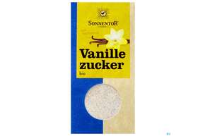 Sie sehen eine Packung Sonnentor Bio Vanille Zucker 00357 50g, Produktbild: 01 Sonnentor Bio Vanille Zucker 00357 50g, A-Nr.: 3740602 - 01