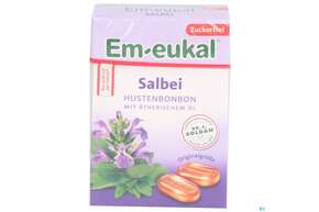 Sie sehen eine Packung Em-eukal Bonbons Zuckerfrei Salbei Box 50g, Produktbild: 01 Em-eukal Bonbons Zuckerfrei Salbei Box 50g, A-Nr.: 5334846 - 01
