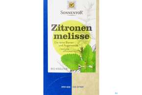 Sie sehen eine Packung Sonnentor Tee/bio Zitronenmelisse Doppelkammmerbtl 02562 18st, Produktbild: 01 Sonnentor Tee/bio Zitronenmelisse Doppelkammmerbtl 02562 18st, A-Nr.: 5048336 - 01