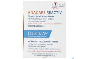 Sie sehen eine Packung Ducray Anacaps F.d.haar Haarausfall Reactiv/neu 30st, Produktbild: 01 Ducray Anacaps F.d.haar Haarausfall Reactiv/neu 30st, A-Nr.: 5684598 - 01