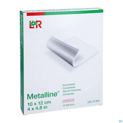 Sie sehen eine Packung Kompressen Metalline-lohmann Entkeimt 10x 12cm 10st, Produktbild: 05 Kompressen Metalline-lohmann Entkeimt 10x 12cm 10st, A-Nr.: 0191477 - 05