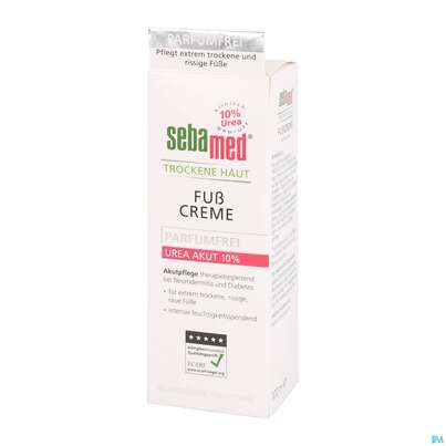 Sie sehen eine Packung Fuss Creme Sebamed Trockene Haut Urea 10% Parf.fr 100ml, Produktbild: 02 Fuss Creme Sebamed Trockene Haut Urea 10% Parf.fr 100ml, A-Nr.: 4084956 - 02