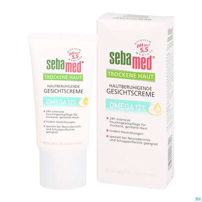 Sie sehen eine Packung Sebamed Trockene Haut Omega 12% Creme 50ml, Produktbild: 04 Sebamed Trockene Haut Omega 12% Creme 50ml, A-Nr.: 4084910 - 04