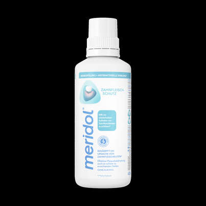 Sie sehen eine Packung meridol® Zahnfleischschutz Mundspülung 400ml, Produktbild: 01 meridol® Zahnfleischschutz Mundspülung 400ml, A-Nr.: 1759572 - 01