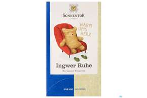 Sie sehen eine Packung Sonnentor Tee/bio/doppelkammerbeutel Ingwer Ruhe 02570 18st, Produktbild: 01 Sonnentor Tee/bio/doppelkammerbeutel Ingwer Ruhe 02570 18st, A-Nr.: 5226973 - 01