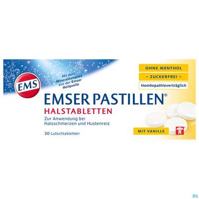 Emser Pastillen Zuckerfrei +vanille (o.menthol) 30st, A-Nr.: 4371265 - 01