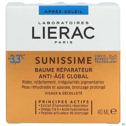 Sie sehen eine Packung Sonnenprodukte Lierac Sunissime/apres-soleil Gesichts-balsam 40ml, Produktbild: 01 Sonnenprodukte Lierac Sunissime/apres-soleil Gesichts-balsam 40ml, A-Nr.: 4608052 - 01