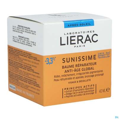 Sie sehen eine Packung Sonnenprodukte Lierac Sunissime/apres-soleil Gesichts-balsam 40ml, Produktbild: 03 Sonnenprodukte Lierac Sunissime/apres-soleil Gesichts-balsam 40ml, A-Nr.: 4608052 - 03