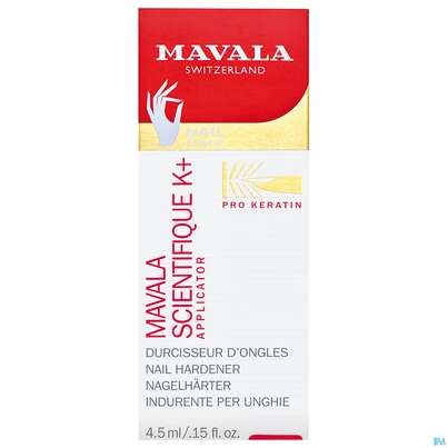 Sie sehen eine Packung Mavala Scientifique/k+ Applicator Nagelhaerter 4,5ml, Produktbild: 01 Mavala Scientifique/k+ Applicator Nagelhaerter 4,5ml, A-Nr.: 5419873 - 01