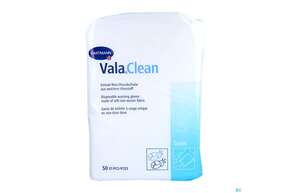 Sie sehen eine Packung Waschhandschuhe Valaclean Basic 50st, Produktbild: 01 Waschhandschuhe Valaclean Basic 50st, A-Nr.: 2369471 - 01