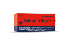 Sie sehen eine Packung HELOPANFLAT 50 Drg., Produktbild: 01 HELOPANFLAT 50 Drg., A-Nr.: 0025106 - 01
