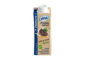 Sie sehen eine Packung all in® COMPLETE VEGAN Protein Mahlzeit Hafer & Kakao (14 x 250ml), Produktbild: 01 all in® COMPLETE VEGAN Protein Mahlzeit Hafer & Kakao (14 x 250ml), A-Nr.: 5327734 - 01