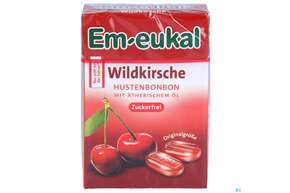 Sie sehen eine Packung Em-eukal Bonbons Zuckerfrei Wildkirsche Box 50g, Produktbild: 01 Em-eukal Bonbons Zuckerfrei Wildkirsche Box 50g, A-Nr.: 5334869 - 01