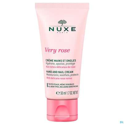 Sie sehen eine Packung Nuxe Very Rose Rose Hand +nail Cream 50ml, Produktbild: 01 Nuxe Very Rose Rose Hand +nail Cream 50ml, A-Nr.: 5837487 - 01