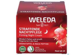 Sie sehen eine Packung Weleda Granatapfel/+maca Peptide Straffende Nachtpflege 40ml, Produktbild: 01 Weleda Granatapfel/+maca Peptide Straffende Nachtpflege 40ml, A-Nr.: 5652693 - 01
