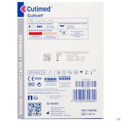 Sie sehen eine Packung Wundauflagen Cutimed Distanzgitter Eucerit 7,5x 7,5cm 71007 10st, Produktbild: 06 Wundauflagen Cutimed Distanzgitter Eucerit 7,5x 7,5cm 71007 10st, A-Nr.: 4321758 - 06