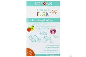 Omega -3 Norsan/fisk Kids Jelly Kaugelee Drop Erdbeerzitronevorra 120st, A-Nr.: 5820682 - 01