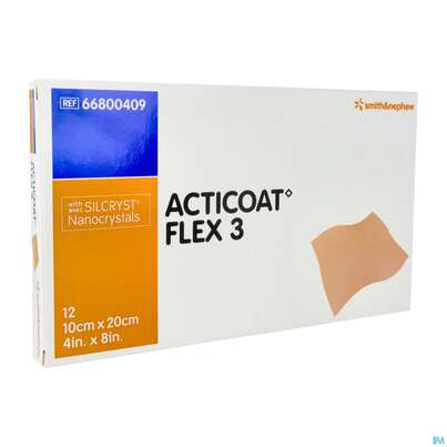 Wundverband Acticoat/flexibel Flex 3 Silberverband Dehnbar 10x 20cm 12st, A-Nr.: 3385733 - 02