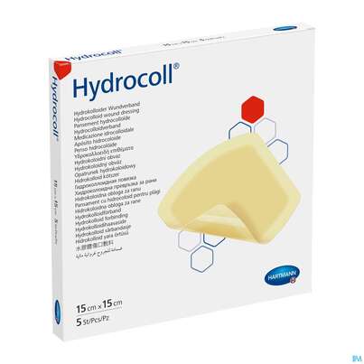 Sie sehen eine Packung Wundverband Hydrocoll 15x 15cm 5st, Produktbild: 03 Wundverband Hydrocoll 15x 15cm 5st, A-Nr.: 1526247 - 03