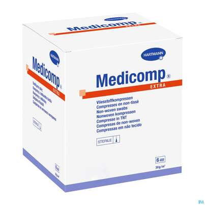 Sie sehen eine Packung Medicomp/extra Vliesstoff-kompressen 6fach/unsteril 10x 20cm 100st, Produktbild: 04 Medicomp/extra Vliesstoff-kompressen 6fach/unsteril 10x 20cm 100st, A-Nr.: 1652118 - 04