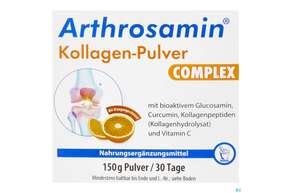 Sie sehen eine Packung Arthrosamin Kollagen Pulver Glucosamin Curcumin Complex 150g, Produktbild: 01 Arthrosamin Kollagen Pulver Glucosamin Curcumin Complex 150g, A-Nr.: 5604808 - 01