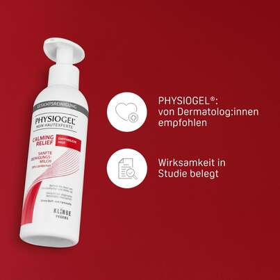 Sie sehen eine Packung PHYSIOGEL Calming Relief Sanfte Reinigungsmilch für empfindliche, gereizte Haut, Produktbild: 04 PHYSIOGEL Calming Relief Sanfte Reinigungsmilch für empfindliche, gereizte Haut, A-Nr.: 5388434 - 04