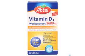 Sie sehen eine Packung Abtei Vitamin D3 Wochendepot Nfg57 12st, Produktbild: 01 Abtei Vitamin D3 Wochendepot Nfg57 12st, A-Nr.: 4313316 - 01