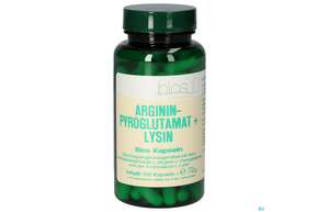 Sie sehen eine Packung Bios Argininpyroglutamat + Lysin 100 Kapseln, Produktbild: 01 Bios Argininpyroglutamat + Lysin 100 Kapseln, A-Nr.: 4247217 - 01