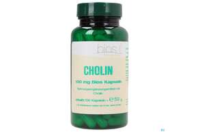 Sie sehen eine Packung Bios Cholin 100mg 100 Kapseln, Produktbild: 01 Bios Cholin 100mg 100 Kapseln, A-Nr.: 3890939 - 01