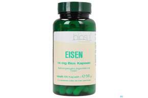 Sie sehen eine Packung Bios Eisen 14mg 100 Kapseln, Produktbild: 01 Bios Eisen 14mg 100 Kapseln, A-Nr.: 3891100 - 01
