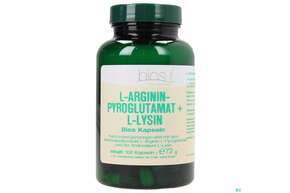 Sie sehen eine Packung Bios l-argininpyroglutamat + l-lysin 100 Kapseln, Produktbild: 01 Bios l-argininpyroglutamat + l-lysin 100 Kapseln, A-Nr.: 3891979 - 01