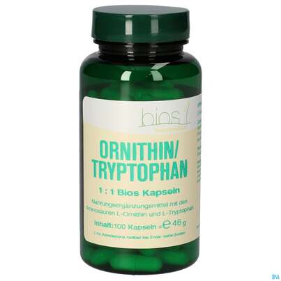 Sie sehen eine Packung Bios Ornithin/tryptophan 1:1 100 Kapseln, Produktbild: 02 Bios Ornithin/tryptophan 1:1 100 Kapseln, A-Nr.: 4247140 - 02
