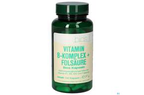 Sie sehen eine Packung Bios Vitamin B Komplex + Folsäure 100 Kapseln, Produktbild: 01 Bios Vitamin B Komplex + Folsäure 100 Kapseln, A-Nr.: 3893518 - 01