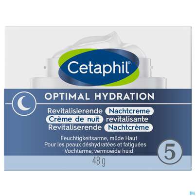 Sie sehen eine Packung Cetaphil Optimal Hydration Nachtcreme Revitalisierend 48g, Produktbild: 03 Cetaphil Optimal Hydration Nachtcreme Revitalisierend 48g, A-Nr.: 5436995 - 03