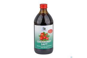 Sie sehen eine Packung Cranberry Saft 100% Frucht Flasc 500ml, Produktbild: 01 Cranberry Saft 100% Frucht Flasc 500ml, A-Nr.: 3831210 - 01
