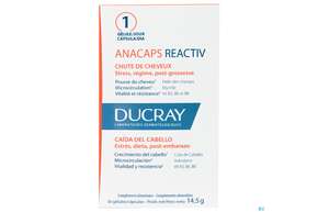 Sie sehen eine Packung Ducray Anacaps F.d.haar Haarausfall Kapseln Reaktiv23 30st, Produktbild: 01 Ducray Anacaps F.d.haar Haarausfall Kapseln Reaktiv23 30st, A-Nr.: 5744969 - 01