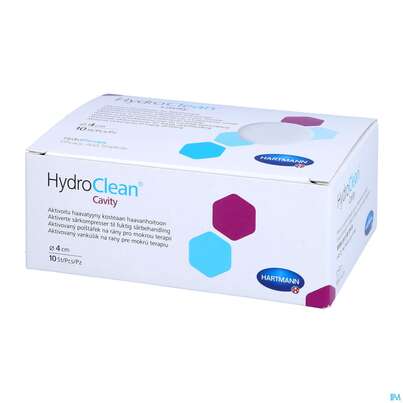 Sie sehen eine Packung Hydroclean Wundkissen Cavity Rund 4cm 10st, Produktbild: 05 Hydroclean Wundkissen Cavity Rund 4cm 10st, A-Nr.: 5310745 - 05