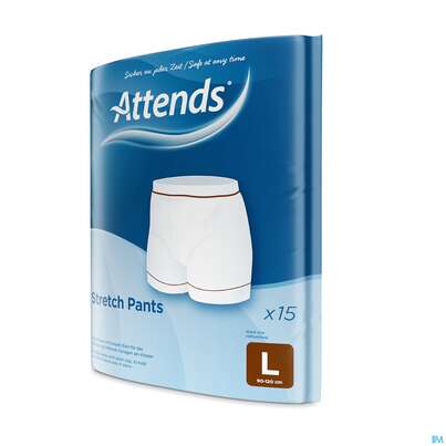Sie sehen eine Packung Inkontinenz Attends Stretch Pants Netzhosen L 15st, Produktbild: 03 Inkontinenz Attends Stretch Pants Netzhosen L 15st, A-Nr.: 3429577 - 03