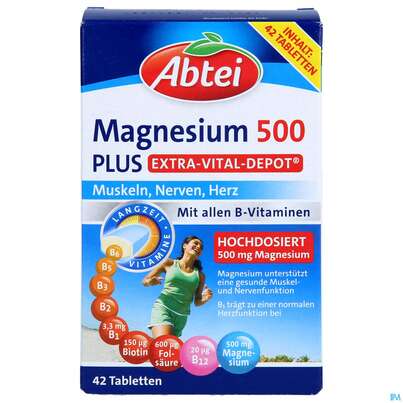 Magnesium Tabl 500 Plus Abtei Titandioxidfrei 50000 42st, A-Nr.: 5720302 - 01