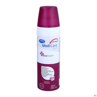 Sie sehen eine Packung Molicare Skin Oel Hautschutzspray 200ml, Produktbild: 01 Molicare Skin Oel Hautschutzspray 200ml, A-Nr.: 4738056 - 01