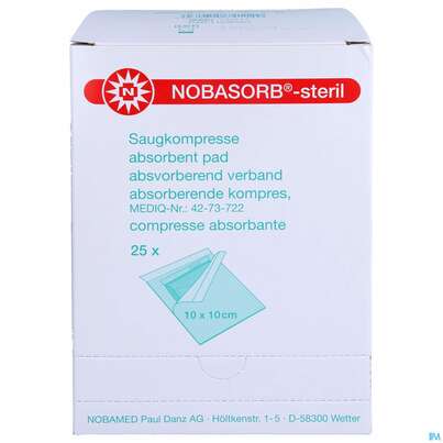 Nobasorb Wundkompresse Steril 10x10cm 25st, A-Nr.: 5478195 - 01