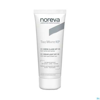 Sie sehen eine Packung Noreva Trio White Xp Getönte Cc Creme Hell Lsf30 40ml, Produktbild: 02 Noreva Trio White Xp Getönte Cc Creme Hell Lsf30 40ml, A-Nr.: 5354843 - 02