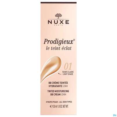 Sie sehen eine Packung Nuxe Tinted Moist Bb Cream Le Teint Eclat 24h Moisturising Light 30ml, Produktbild: 01 Nuxe Tinted Moist Bb Cream Le Teint Eclat 24h Moisturising Light 30ml, A-Nr.: 5893712 - 01